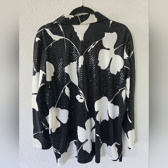 Drapers And Damon's Shimmery Button Up Shirt Women Sz L Floral Glitter Excellen - Picture 11 of 12